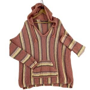 Natural Reflections Women’s Baja Stripe Hooded Pullover Sweater SZ XXL Cotton